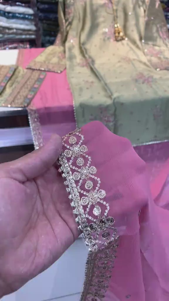 2 Shades Embroidery Suit